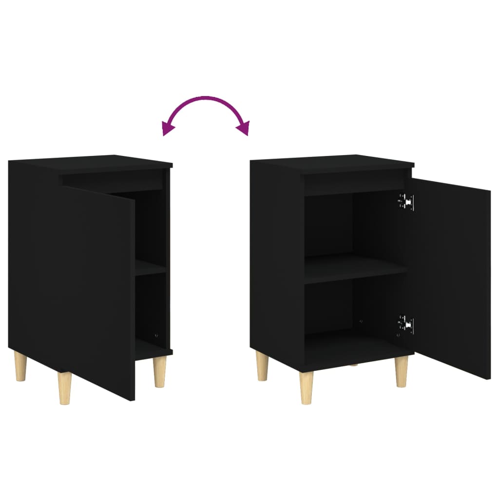 Sleek Black Bedside Cabinet - 40x35x70 cm, Engineered Wood