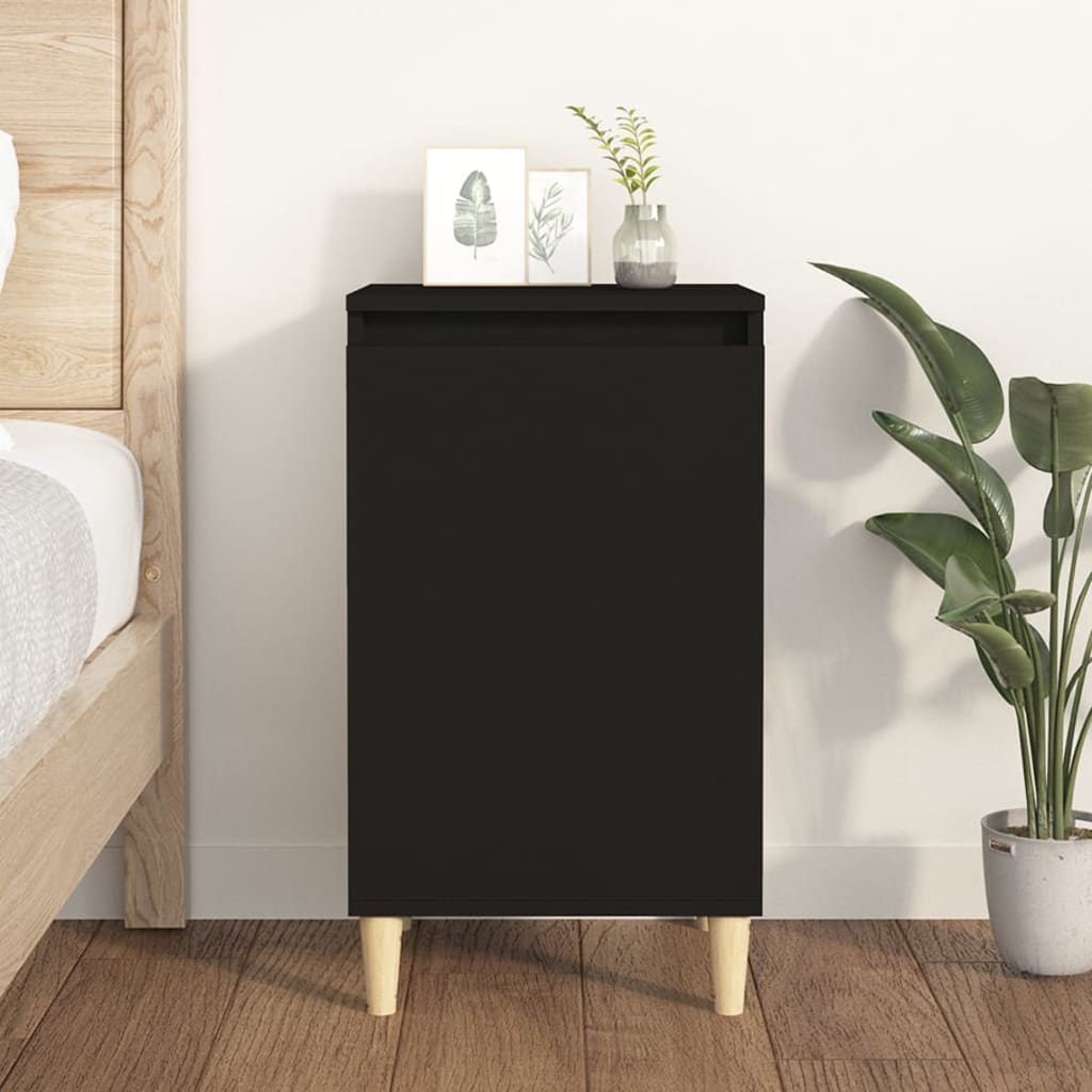 Sleek Black Bedside Cabinet - 40x35x70 cm, Engineered Wood