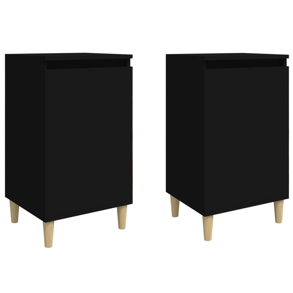 Black Engineered Wood Bedside Cabinets - Set of 2, 40x35x70 cm