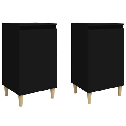 Black Engineered Wood Bedside Cabinets - Set of 2, 40x35x70 cm