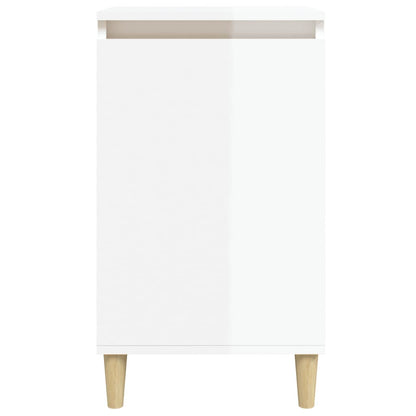 High Gloss White Bedside Cabinet - 40x35x70 cm, Engineered Wood