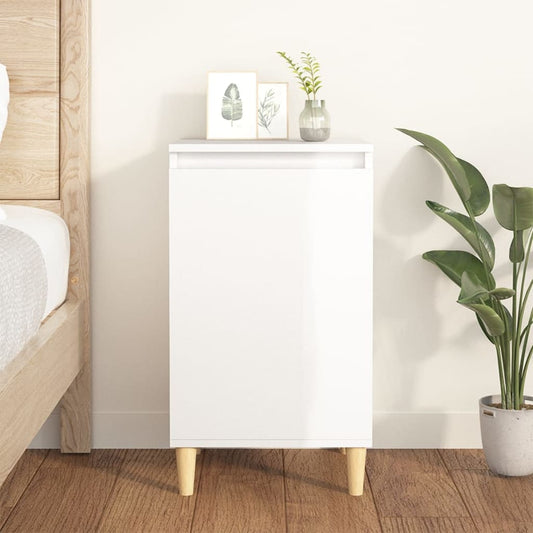High Gloss White Bedside Cabinet - 40x35x70 cm, Engineered Wood