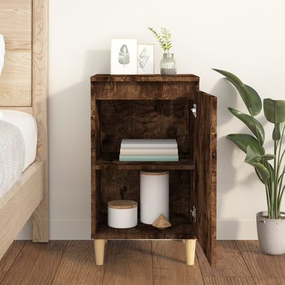 Smoked Oak Bedside Cabinet 40x35x70cm - Engineered Wood