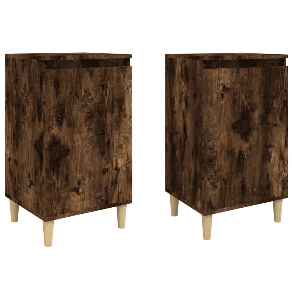 2-Piece Smoked Oak Bedside Cabinets 40x35x70 cm - Engineered Wood
