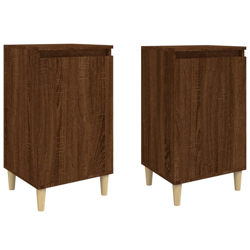Brown Oak Bedside Cabinets Set of 2 - 40x35x70 cm Engineered Wood