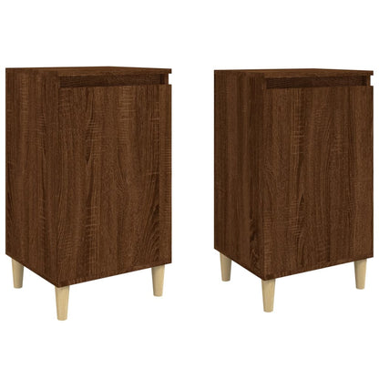 Brown Oak Bedside Cabinets Set of 2 - 40x35x70 cm Engineered Wood