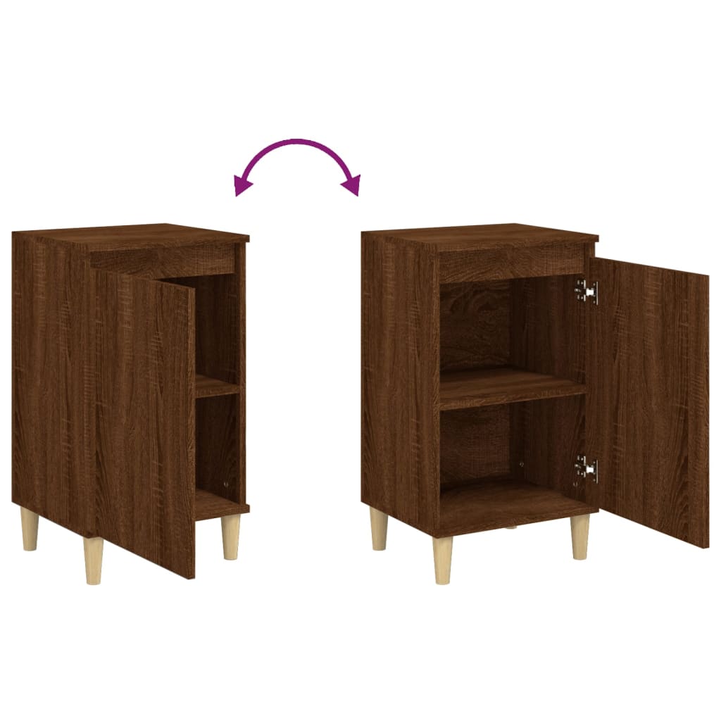 Brown Oak Bedside Cabinets Set of 2 - 40x35x70 cm Engineered Wood