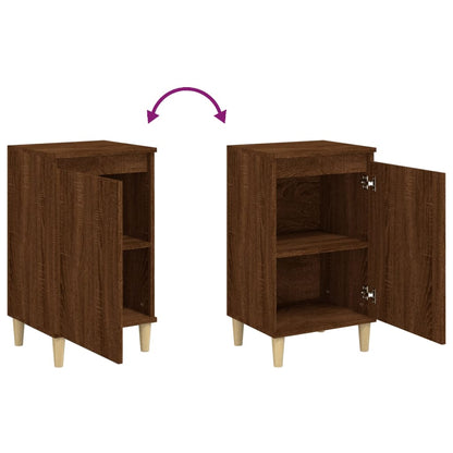 Brown Oak Bedside Cabinets Set of 2 - 40x35x70 cm Engineered Wood