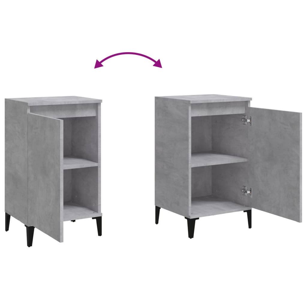 Concrete Grey Bedside Cabinet, Engineered Wood, 40x35x70 cm