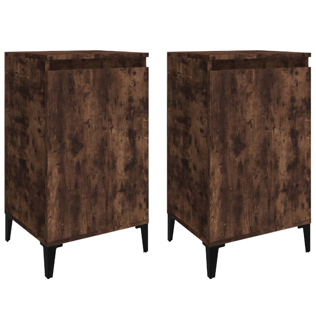 Smoked Oak Bedside Cabinets Set of 2 - 40x35x70 cm Engineered Wood