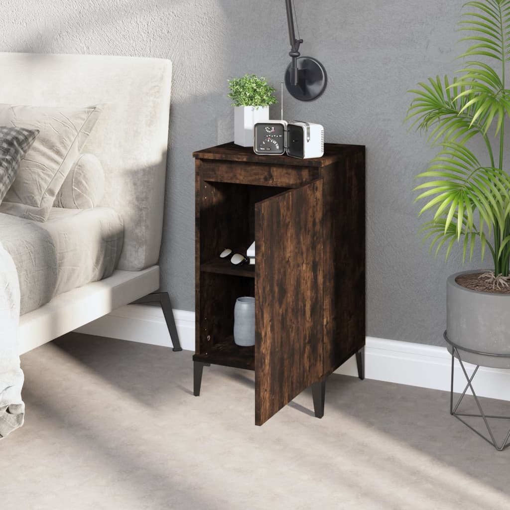 Smoked Oak Bedside Cabinets Set of 2 - 40x35x70 cm Engineered Wood