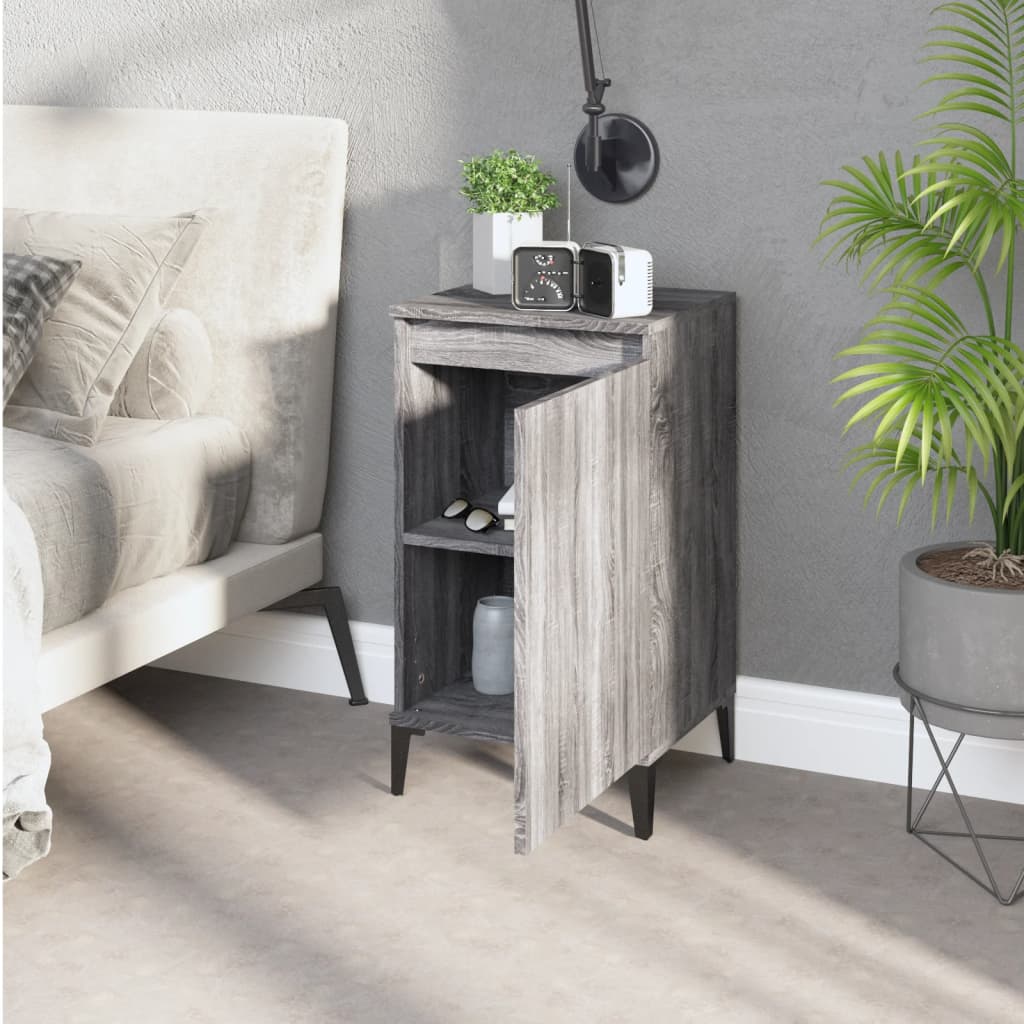 Grey Sonoma Bedside Cabinet, Engineered Wood, 40x35x70 cm