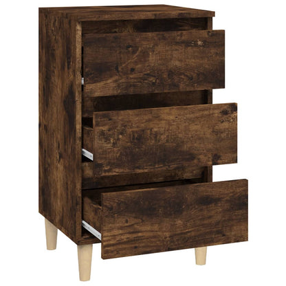 Smoked Oak Bedside Cabinet, Engineered Wood, 40x35x70 cm