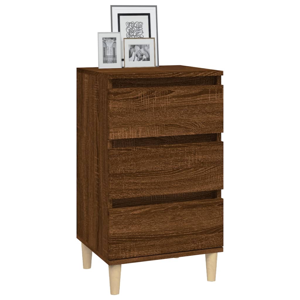 Brown Oak Bedside Cabinet 40x35x70 cm - Engineered Wood
