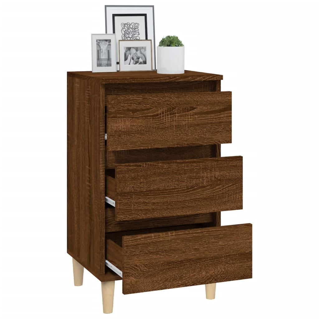 Brown Oak Bedside Cabinet 40x35x70 cm - Engineered Wood