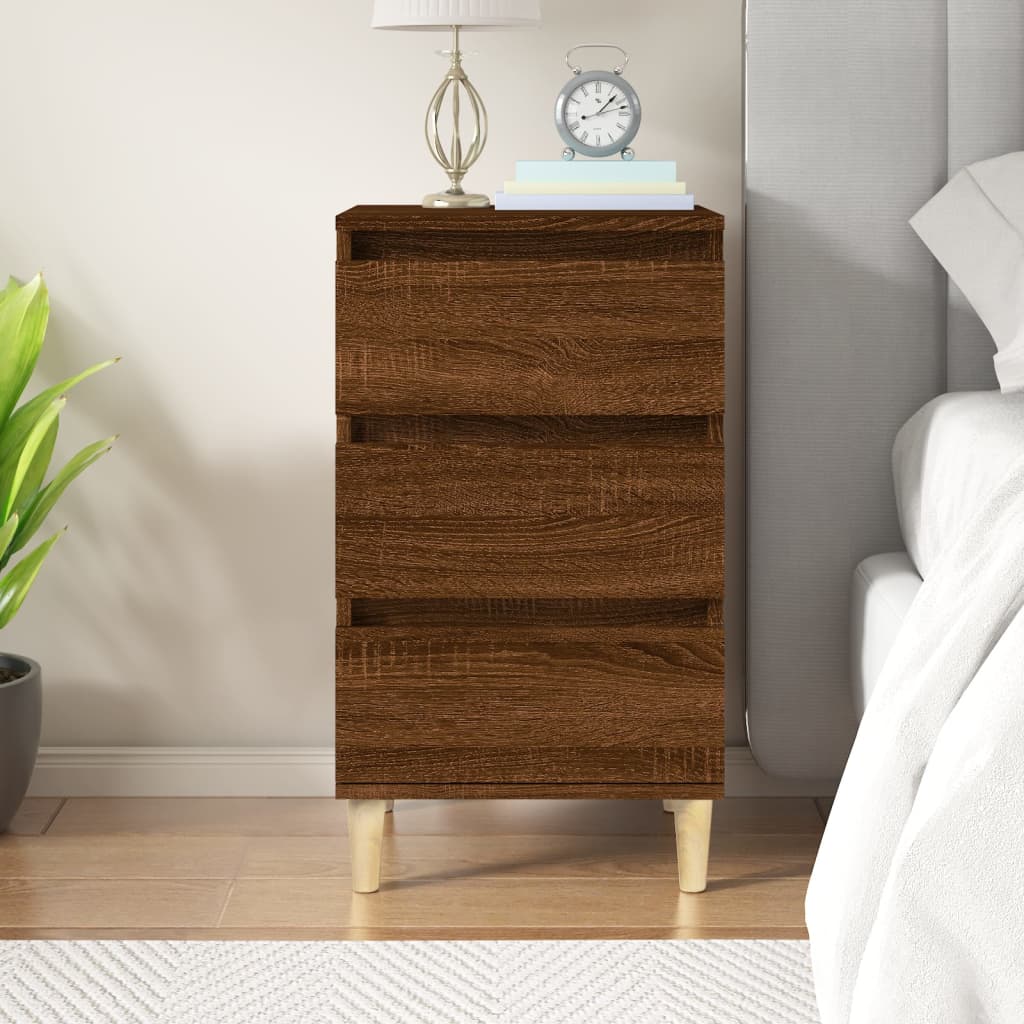 Brown Oak Bedside Cabinet 40x35x70 cm - Engineered Wood