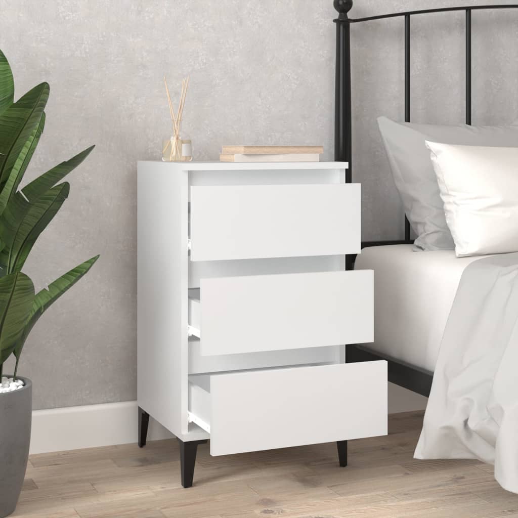White Bedside Cabinet, Engineered Wood, 40x35x70 cm