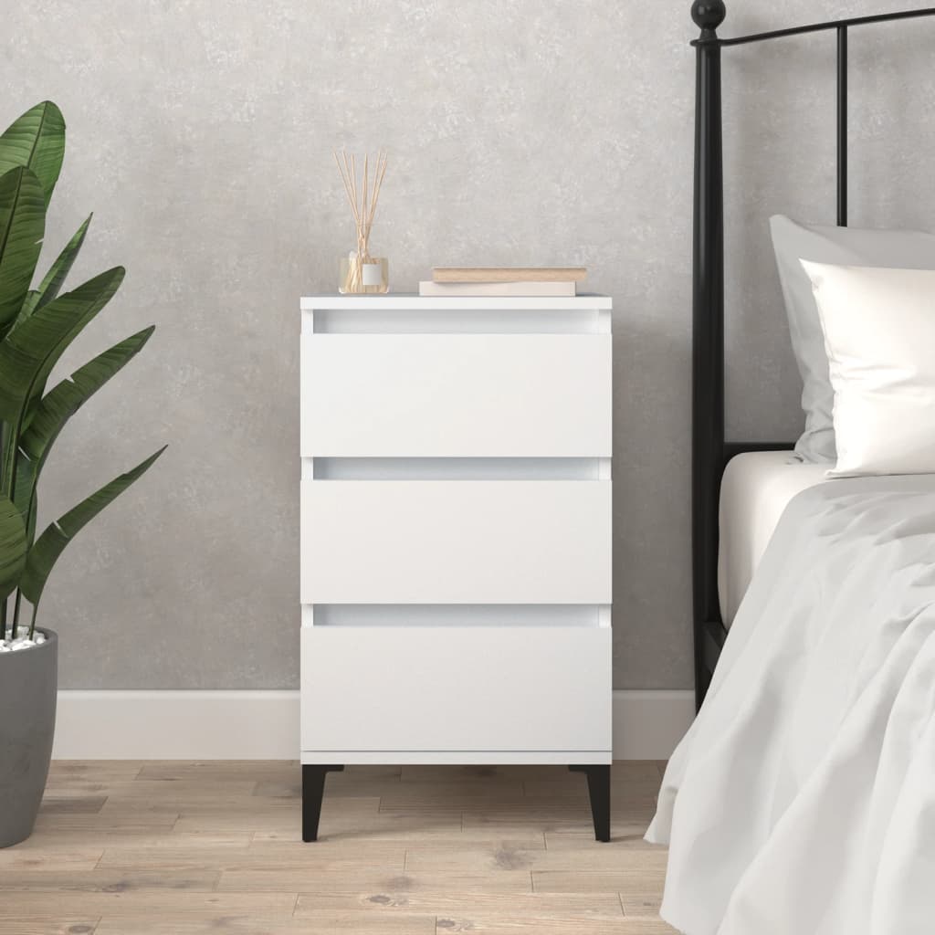 White Bedside Cabinet, Engineered Wood, 40x35x70 cm