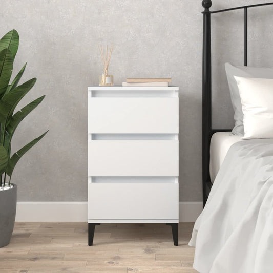 White Bedside Cabinet, Engineered Wood, 40x35x70 cm