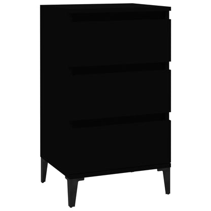 Black Bedside Cabinet, Engineered Wood, 40x35x70 cm