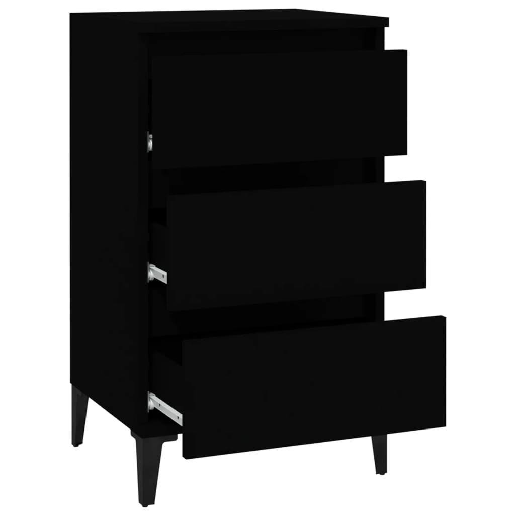 Black Bedside Cabinet, Engineered Wood, 40x35x70 cm