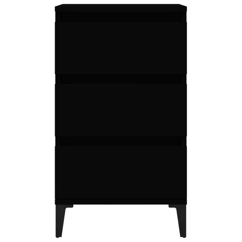 Black Bedside Cabinet, Engineered Wood, 40x35x70 cm