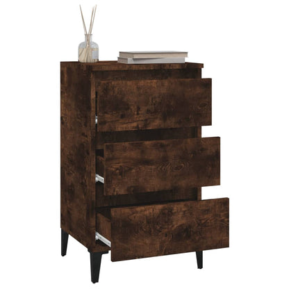 Smoked Oak Bedside Cabinet 40x35x70 cm in Engineered Wood