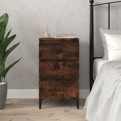 Smoked Oak Bedside Cabinet 40x35x70 cm in Engineered Wood