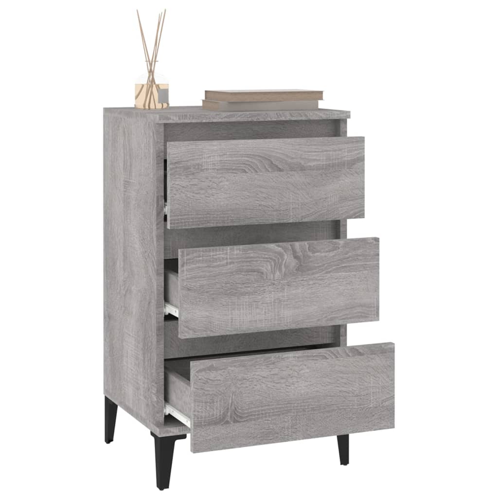 Grey Sonoma Bedside Cabinet 40x35x70 cm - Engineered Wood