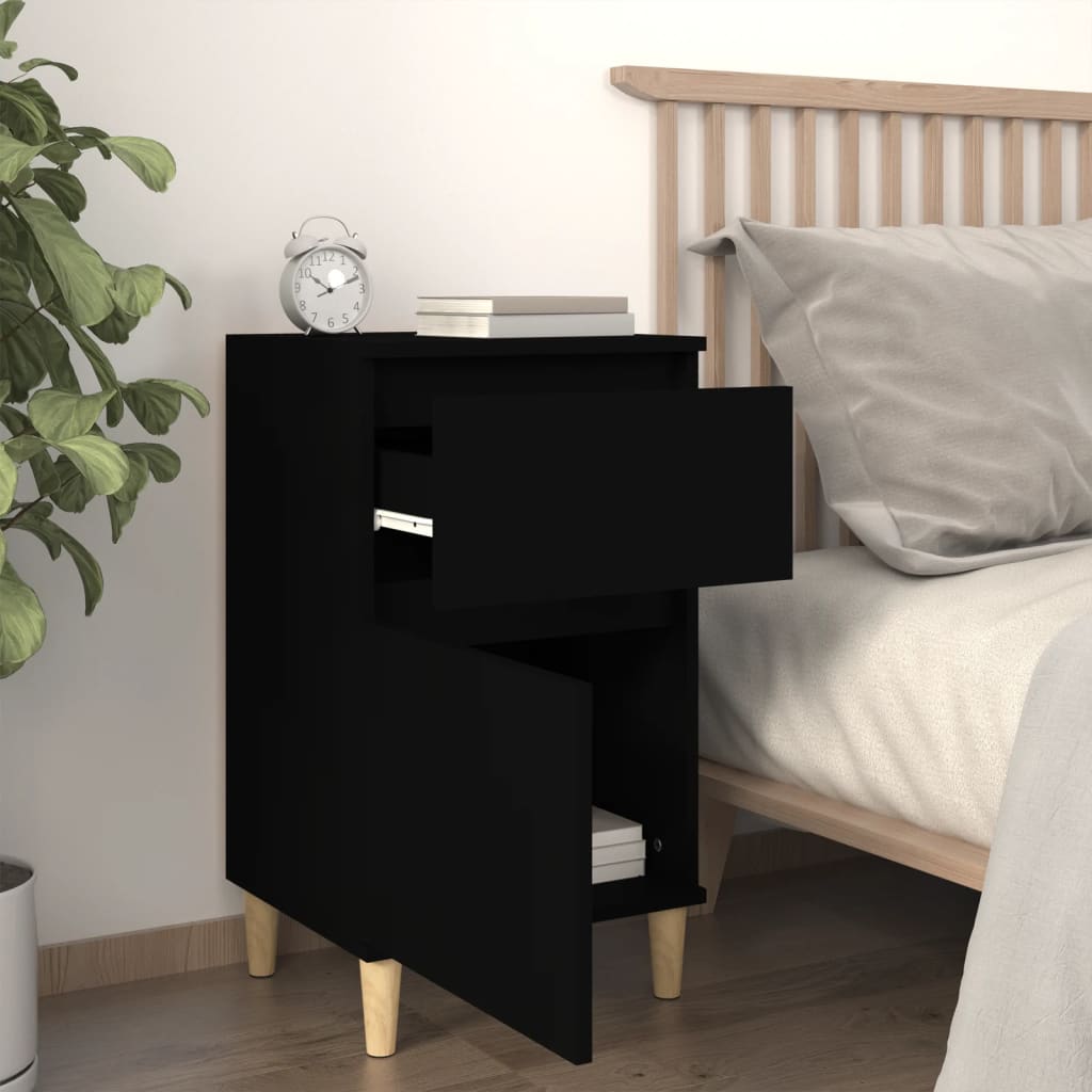 Sleek Black Bedside Cabinet 40x35x70 cm - Modern Bedroom Storage