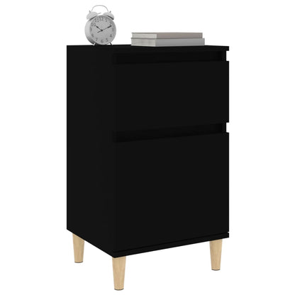 Sleek Black Bedside Cabinet 40x35x70 cm - Modern Bedroom Storage