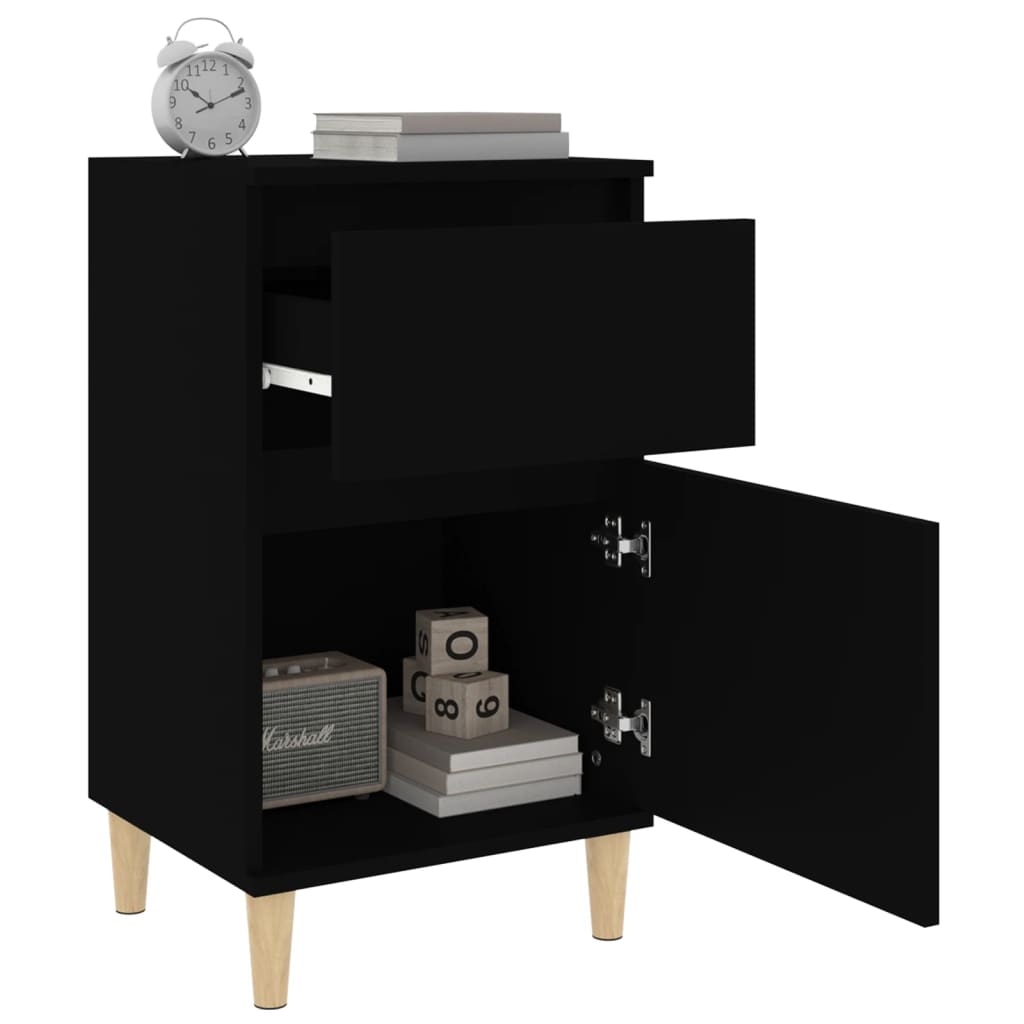 Sleek Black Bedside Cabinet 40x35x70 cm - Modern Bedroom Storage