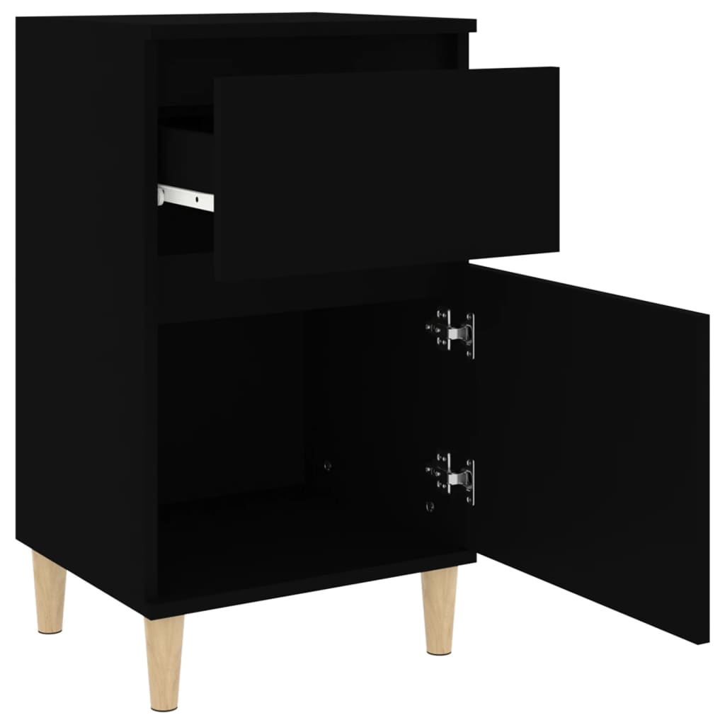 Sleek Black Bedside Cabinet 40x35x70 cm - Modern Bedroom Storage