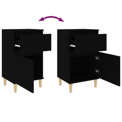 Sleek Black Bedside Cabinet 40x35x70 cm - Modern Bedroom Storage