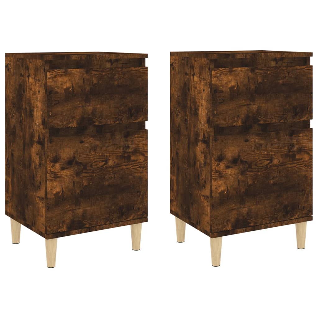 Smoked Oak Bedside Cabinets Set of 2 - 40x35x70 cm