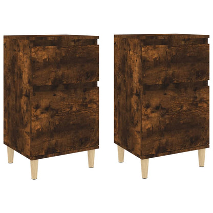 Smoked Oak Bedside Cabinets Set of 2 - 40x35x70 cm