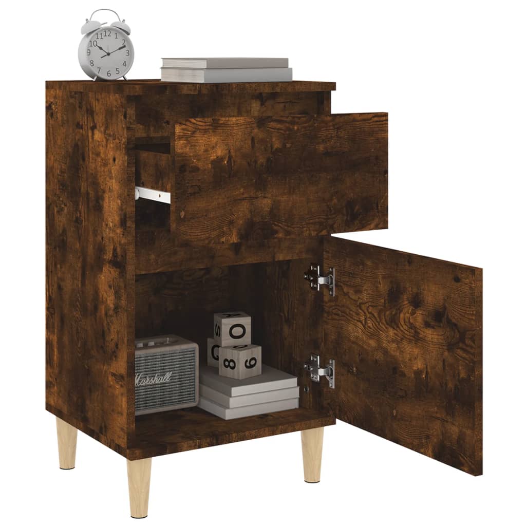 Smoked Oak Bedside Cabinets Set of 2 - 40x35x70 cm