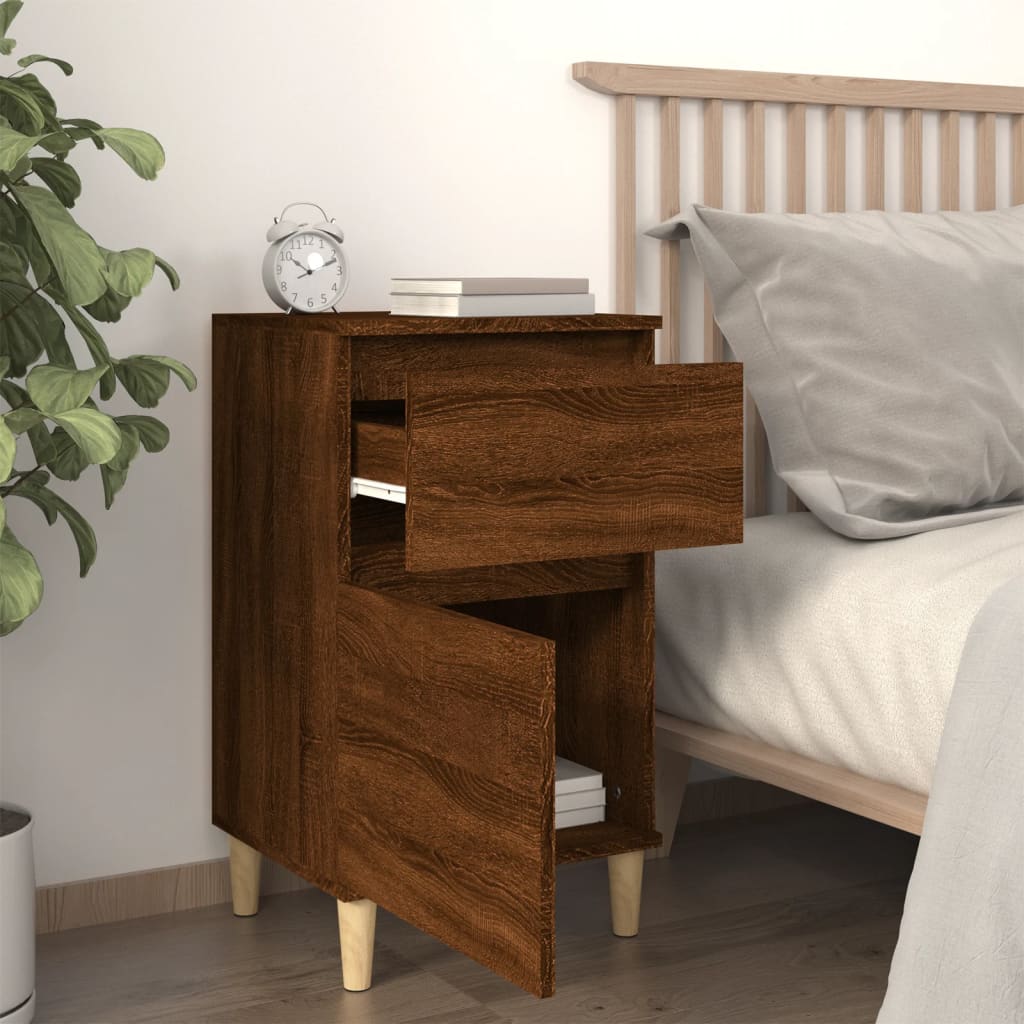 Brown Oak Bedside Cabinet 40x35x70 cm - Stylish & Functional Design