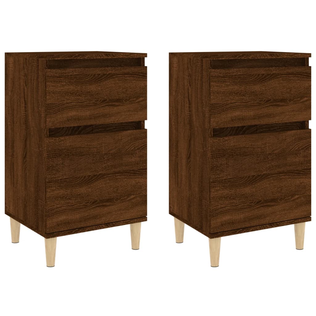 Brown Oak Bedside Cabinets Set of 2 - 40x35x70 cm