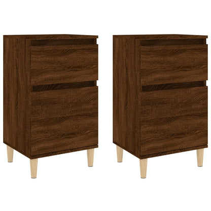 Brown Oak Bedside Cabinets Set of 2 - 40x35x70 cm