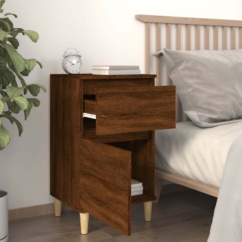 Brown Oak Bedside Cabinets Set of 2 - 40x35x70 cm