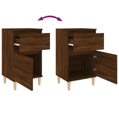 Brown Oak Bedside Cabinets Set of 2 - 40x35x70 cm