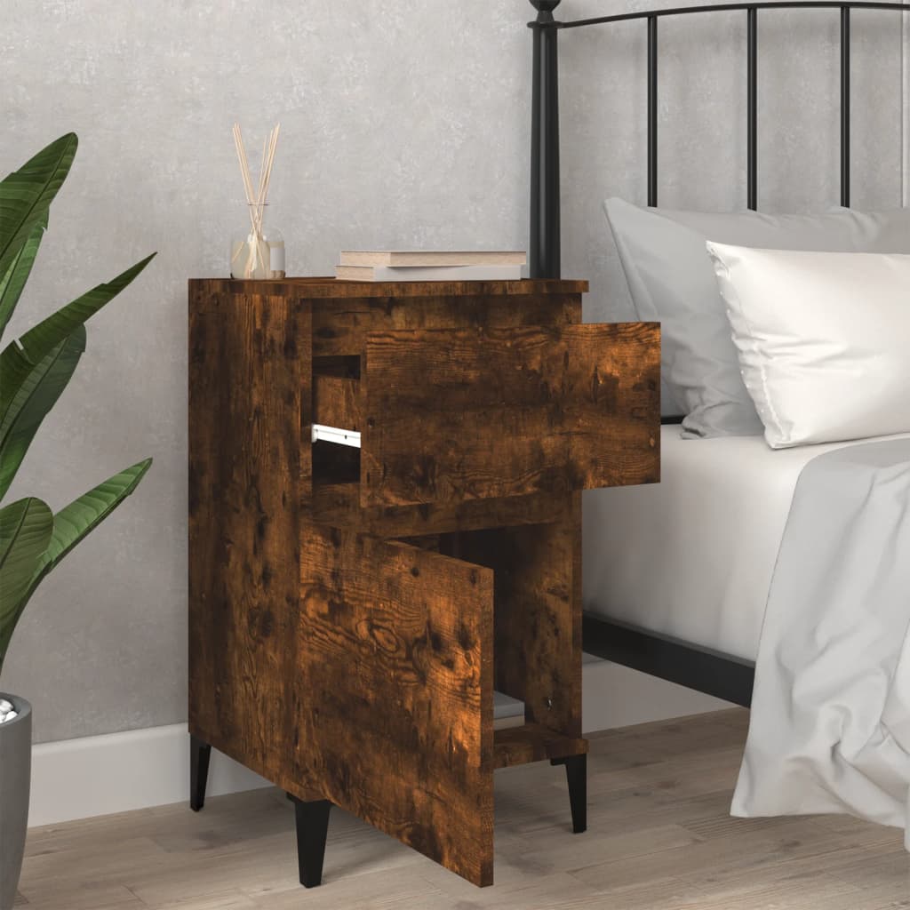Smoked Oak Bedside Cabinet - 40x35x70 cm Elegant Nightstand