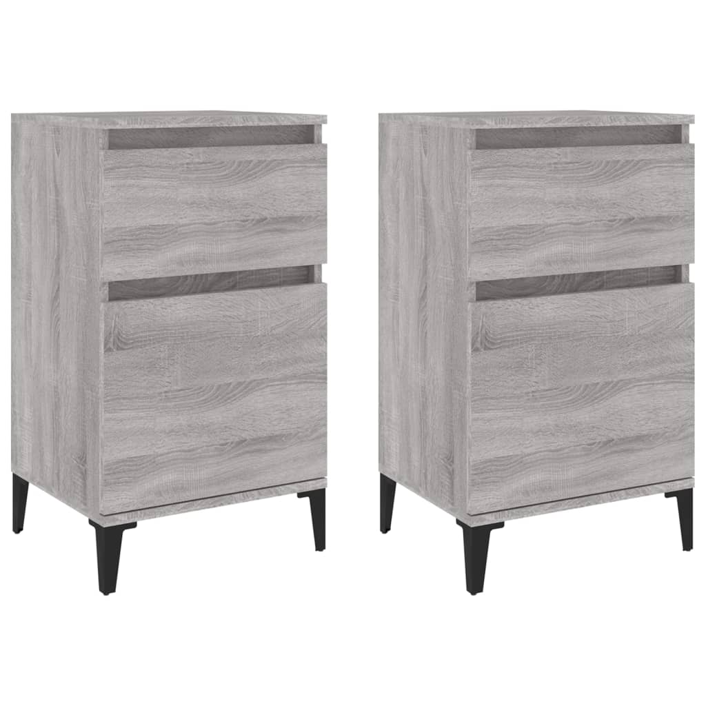Grey Sonoma Bedside Cabinets Set of 2 - 40x35x70 cm