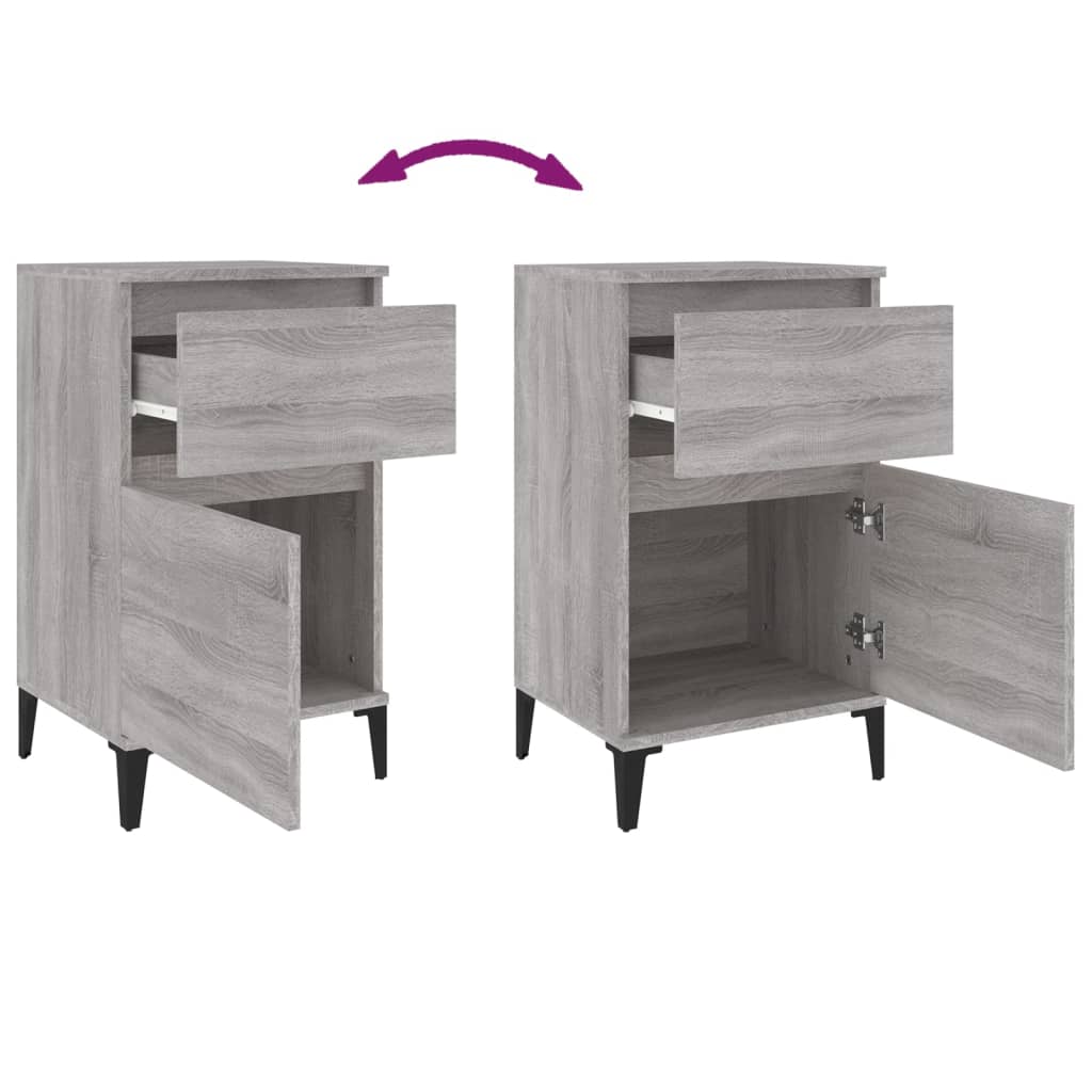 Grey Sonoma Bedside Cabinets Set of 2 - 40x35x70 cm