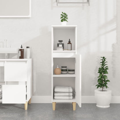 White Engineered Wood Bathroom Cabinet 30x30x100 cm