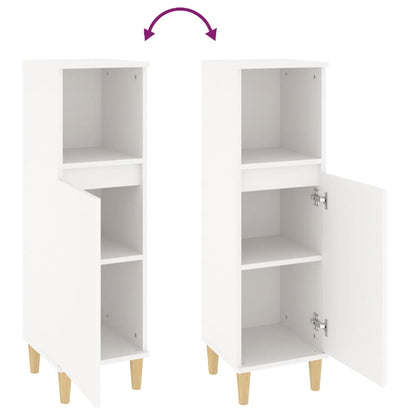 White Engineered Wood Bathroom Cabinet 30x30x100 cm