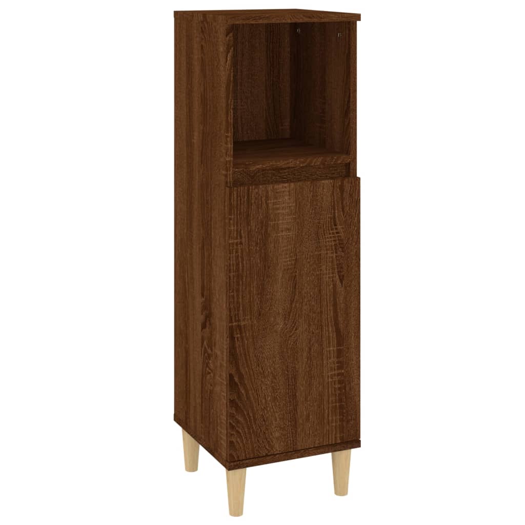 Engineered Wood Bathroom Cabinet - Brown Oak, 30x30x100 cm