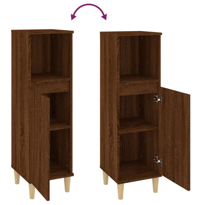Engineered Wood Bathroom Cabinet - Brown Oak, 30x30x100 cm