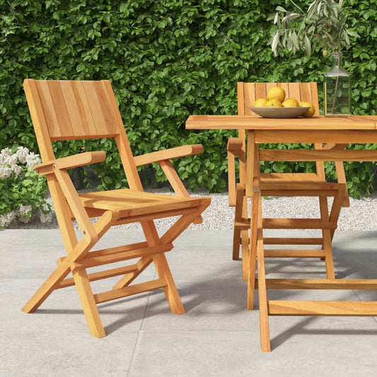 Set of 2 Teak Wood Folding Garden Chairs 55x61x90 cm - Durable & Stylish